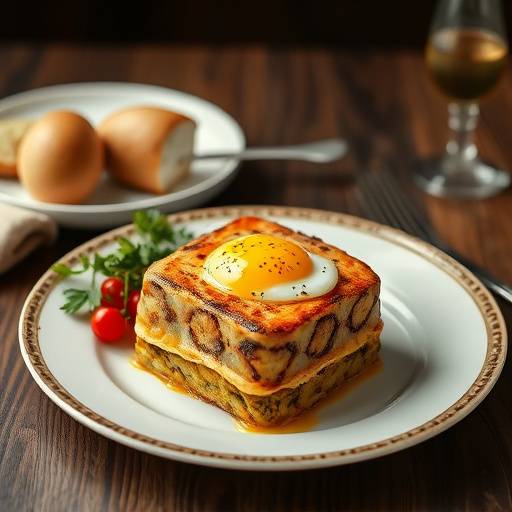 A beautifully plated dish of Bobotie, a traditional South African minced meat dish baked with an egg-based topping.