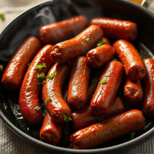 Picture of Boerewors Bites, sliced boerewors cooked in a pan